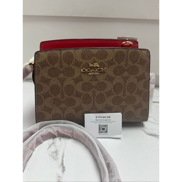 Coach Handbags - 🔥🎁NWT! Coach Gia Crossbody Bag In Sig Canvas Tan/Carnation CCK77 Msrp: $298.00